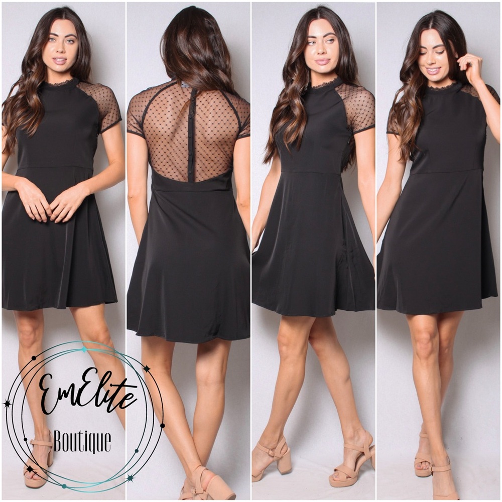 Black Mesh Sleeve Dress